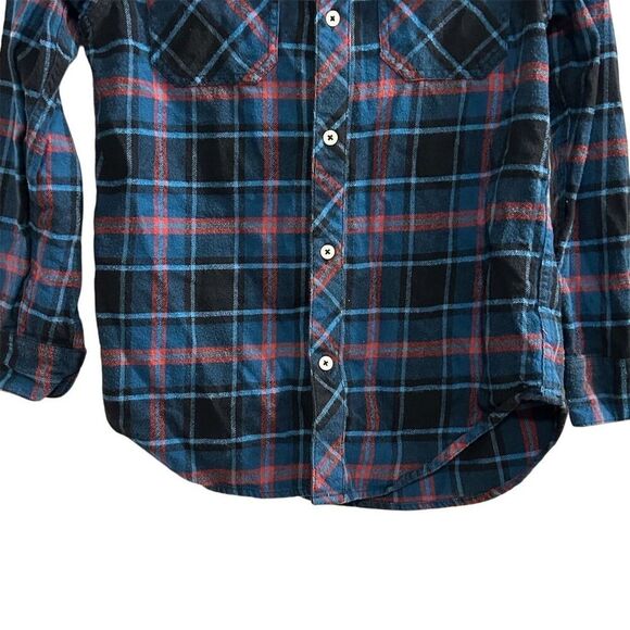 Tucker + Tate Boys' Blue Plaid Flannel Button-Up Shirt Size 10-12 - Picture 3 of 12